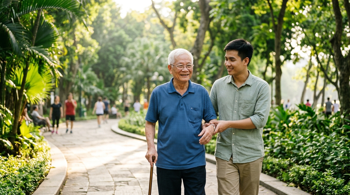 Đồng hành cùng người cao tuổi Việt Nam đi dạo thảnh thơi tại công viên